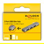 DeLOCK Concentrador USB 3 Puertos Slim, USB-C a 1x USB-A 10 Gbps (USB 3.2 Gen 2) + 2x USB-A 2.0, Plug and Play, Gris Metal