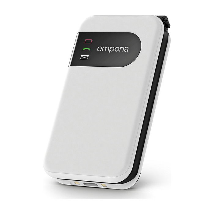 Emporia SIMPLICITYglam 4G Móvil con Tapa para Personas Mayores, 2.8", 4G LTE, NanoSIM, Bluetooth 5.0, Resistente IP44, Blanco