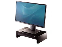 Fellowes Soporte para Monitor Designer Suites Ajustable 3 Alturas con Bandeja, Negro, 406x111x244 mm, Hasta 18 kg