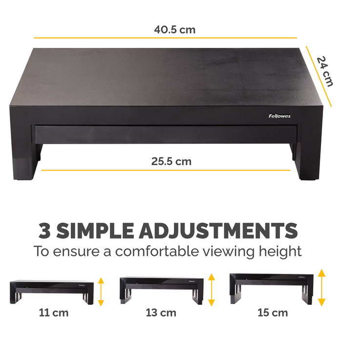 Fellowes Designer Suites Soporte para Monitor Negro con 3 Alturas