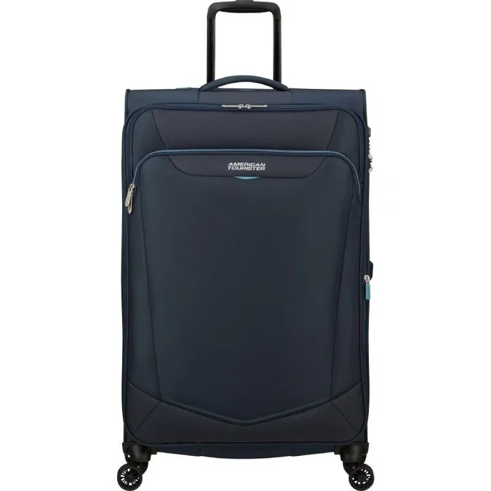 American Tourister Summerride Spinner Maleta Grande Expandible 80cm 80x48x30cm, 4 Ruedas Dobles, Cerradura TSA, Color Azul Marino