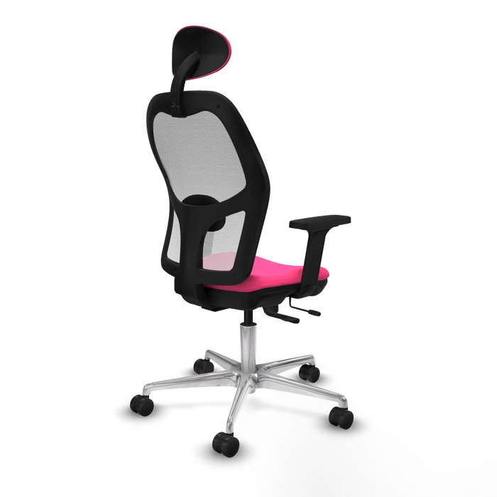 PIQUERAS Y CRESPO Silla de oficina Jorquera Rosa y Blanca con mecanismo Sincro/Traslack