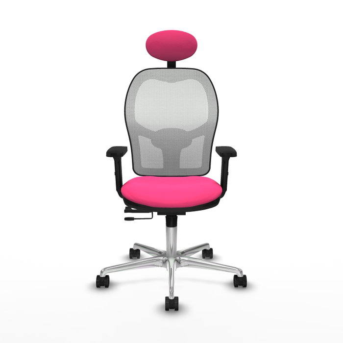 PIQUERAS Y CRESPO Silla de oficina Jorquera Rosa y Blanca con mecanismo Sincro/Traslack