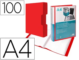 Liderpapel Carpeta Personalizable con 100 Fundas DIN A4 Rojo Traslúcido