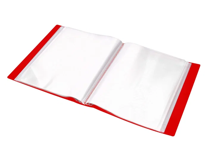 Liderpapel Carpeta Personalizable con 100 Fundas DIN A4 Rojo Traslúcido