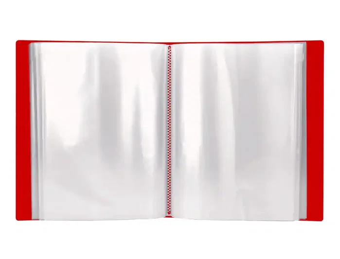 Liderpapel Carpeta Personalizable con 100 Fundas DIN A4 Rojo Traslúcido