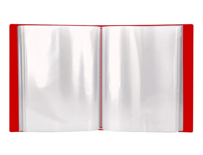 Liderpapel Carpeta Personalizable con 100 Fundas DIN A4 Rojo Traslúcido