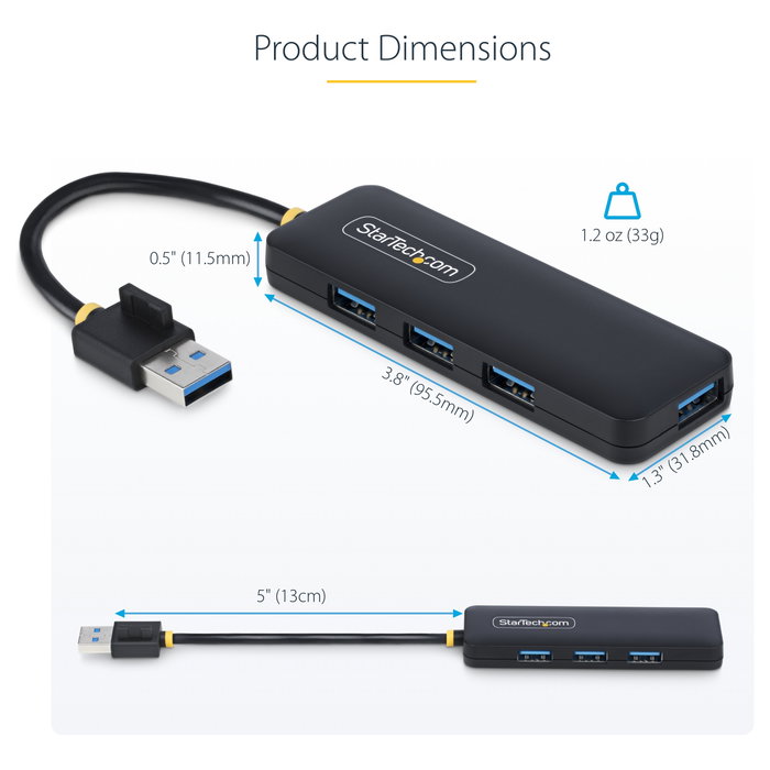 StarTech.com Hub USB-A de 4 Puertos H5A4A-USB-HUB 5Gbps Negro