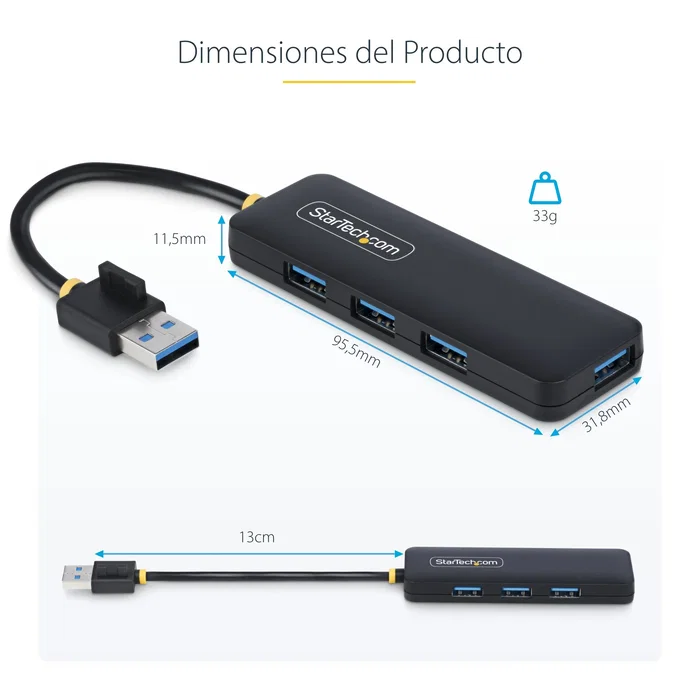 StarTech Hub USB-A de 4 Puertos 5Gbps Negro StarTech Hub USB-A de 4 Puertos 5Gbps Negro