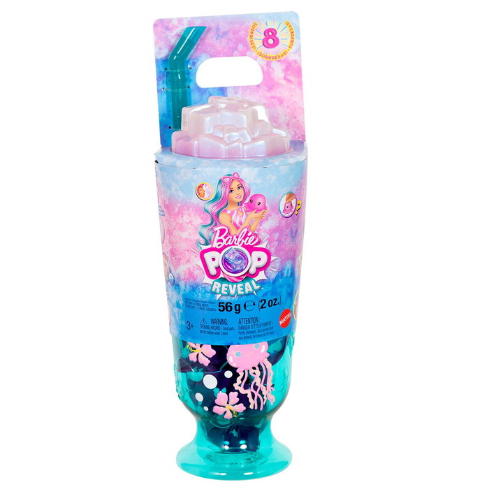 Barbie Pop Reveal Serie Dulces Copa Azul con Sorpresas y Muñeca de Moda