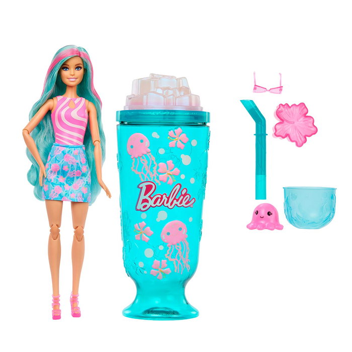 Barbie Pop Reveal Serie Dulces Copa Azul con Sorpresas y Muñeca de Moda