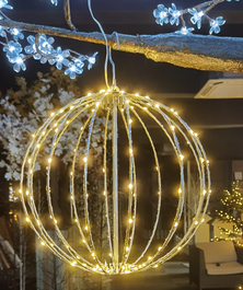 DKD Home Decor Bola de Decoración LED 50x50x50 320L con Cable 5m IP44