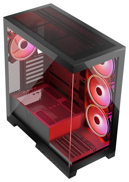 Modecom Volcano Space Apex ARGB Caja Midi Tower Negra para Gaming ATX/ITX con Ventiladores ARGB 140mm