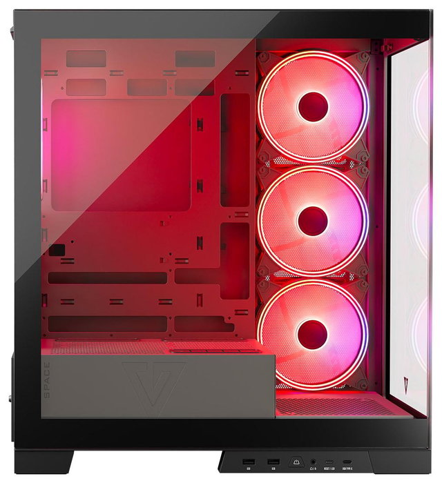 Modecom Volcano Space Apex ARGB Caja Midi Tower Negra para Gaming ATX/ITX con Ventiladores ARGB 140mm