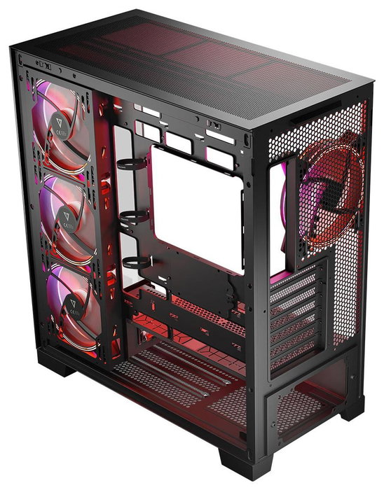 Modecom Volcano Space Apex ARGB Caja Midi Tower Negra para Gaming ATX/ITX con Ventiladores ARGB 140mm