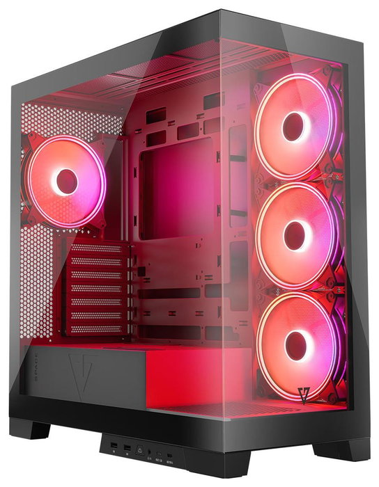 Modecom Volcano Space Apex ARGB Caja Midi Tower Negra para Gaming ATX/ITX con Ventiladores ARGB 140mm