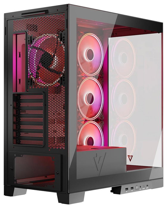 Modecom Volcano Space Apex ARGB Caja Midi Tower Negra para Gaming ATX/ITX con Ventiladores ARGB 140mm