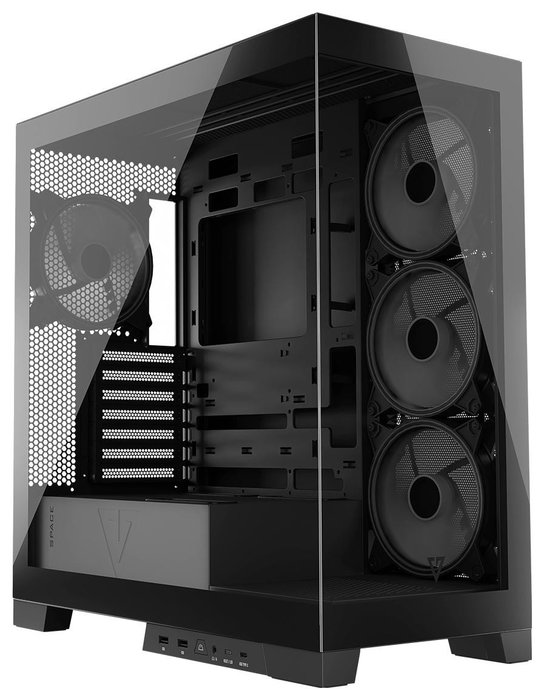 Modecom Volcano Space Apex ARGB Caja Midi Tower Negra para Gaming ATX/ITX con Ventiladores ARGB 140mm