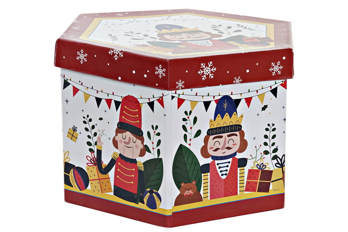 DKD Home Decor Set de 14 Bolas de Decoración Cascanueces y Oso Blanco y Rojo
