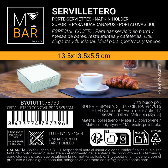 Inde Servilletero Cocktail Ps 13.5 x 5.5 cm My Bar (24 Unidades)