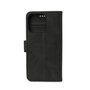 eSTUFF Funda tipo billetera WALES PU para iPhone 14 Pro, soporte integrado, 3 ranuras para tarjetas, cierre magnético, color Negro