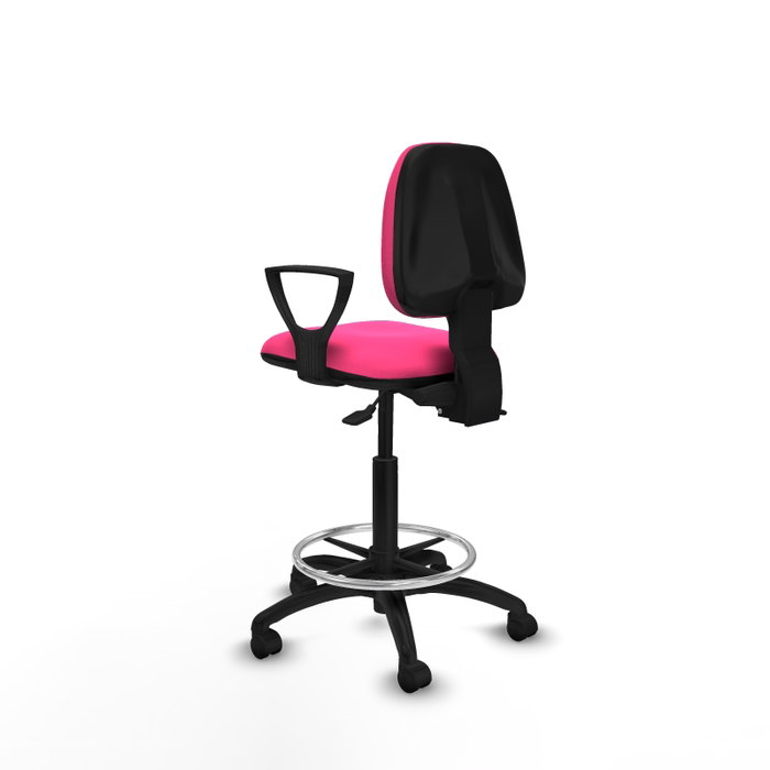 PIQUERAS Y CRESPO Taburete Isso AS similpiel rosa con brazos fijos