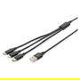 Digitus LAK Cable de Carga 3 en 1 USB-A, Lightning y Micro USB a USB-C 1 Metro Negro