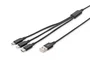 Digitus AK-300160-010-S Cable de Carga USB-A 3 en 1 para Lightning, Micro USB y USB-C de 1 m, Negro