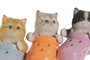 DKD Home Decor Set de 3 Lapiceros de Gato en Resina Multicolor