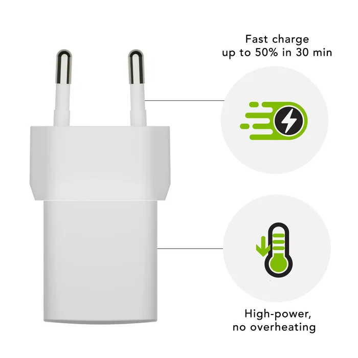 Dbramante1928 Adaptador de Corriente Cargador USB-C 25W PD 24 Pines CH25EUWH7094, Blanco, Europa