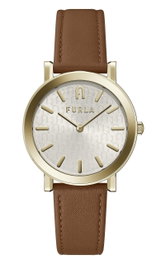 Furla Reloj WW00003002L2 con correa de cuero marrón
