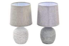 DKD Home Decor Lámpara de Sobremesa de Cerámica y Lino Surtido