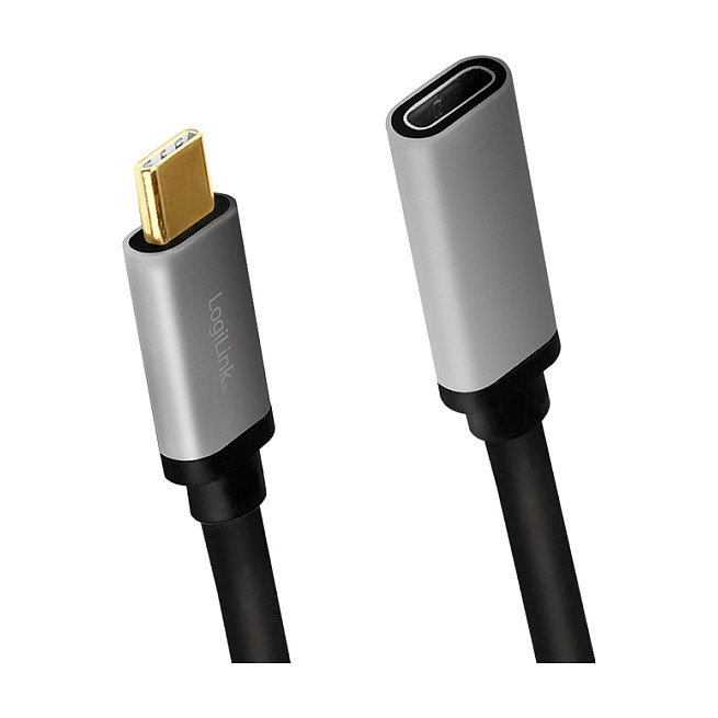 LogiLink Cable USB 3.2 Gen2 Type-C, C/M a C/F, 10 Gbps, 100W, 4K, 0,5 m, negro/gris LogiLink Cable USB 3.2 Gen2 Type-C, C/M a C/F, 10 Gbps, 100W, 4K, 0,5 m, negro/gris