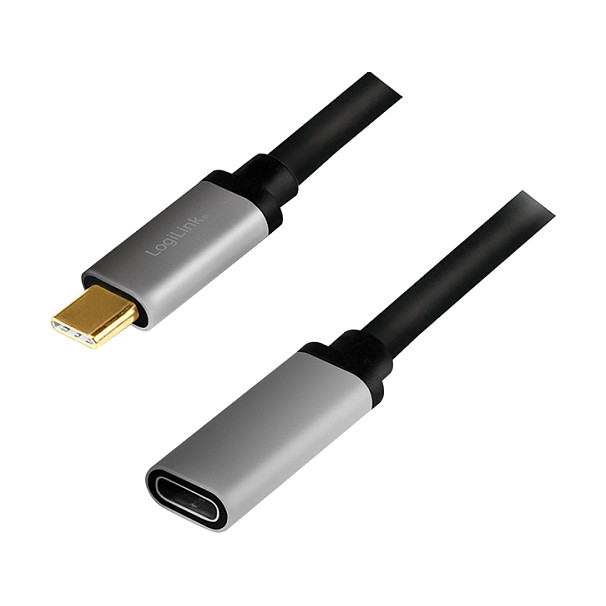 LogiLink Cable USB 3.2 Gen2 Type-C, C/M a C/F, 10 Gbps, 100W, 4K, 0,5 m, negro/gris LogiLink Cable USB 3.2 Gen2 Type-C, C/M a C/F, 10 Gbps, 100W, 4K, 0,5 m, negro/gris