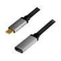 LogiLink Cable USB 3.2 Gen2 Type-C, C/M a C/F, 10 Gbps, 100W, 4K, 0,5 m, negro/gris