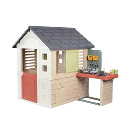Smoby Casa Nature con Banco de Trabajo, Juguete para Niños de 2+ Años, Plástico, 114x99x24 cm