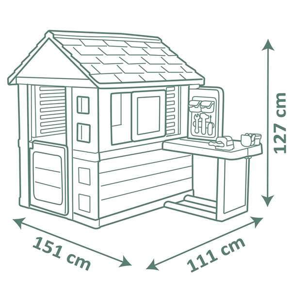Smoby Casa Nature con Banco de Trabajo, Juguete para Niños de 2+ Años, Plástico, 114x99x24 cm