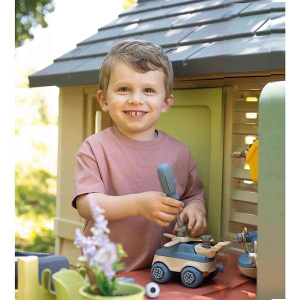 Smoby Casa Nature con Banco de Trabajo, Juguete para Niños de 2+ Años, Plástico, 114x99x24 cm