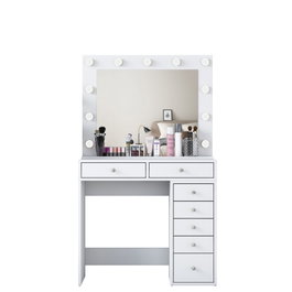 Hanah Home BJ115 - 2781 Mesa de Maquillaje Tocador Blanco 90cm Ancho x 153cm Alto x 44.5cm Fondo Aglomerado Melamina