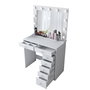 Hanah Home BJ115 - 2781 Mesa de Maquillaje Tocador Blanco 90cm Ancho x 153cm Alto x 44.5cm Fondo Aglomerado Melamina