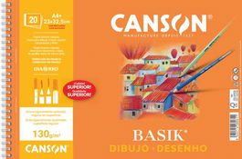 Bloc De Dibujo Guarro-Canson Basik Con Espiral Liso Con Recuadro A4+ 130G 20H (Set de 10)