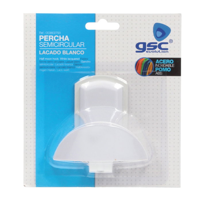 GSC Evolution Percha de acero inoxidable con pomo ABS blanco 45x84mm