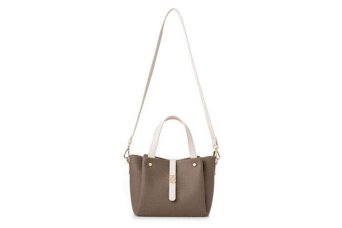 Vince Camuto Bolso de Mano Piel de Polivinilo Visón y Crema 25x11x19cm Vince Camuto Bolso de Mano Piel de Polivinilo Visón y Crema 25x11x19cm