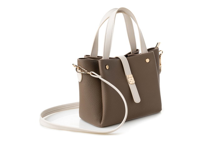 Vince Camuto Bolso de Mano Piel de Polivinilo Visón y Crema 25x11x19cm Vince Camuto Bolso de Mano Piel de Polivinilo Visón y Crema 25x11x19cm