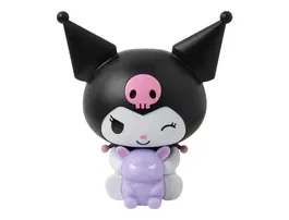 Wondee Lámpara LED Kuromi Hello Kitty Sanrio 16 cm Figura 3D Luz Nocturna Baku Púrpura GloBuddies sin Cables Pilas AA