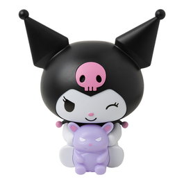 Wondee Lámpara LED Kuromi Hello Kitty Sanrio 16 cm Figura 3D Luz Nocturna Baku Púrpura GloBuddies sin Cables Pilas AA