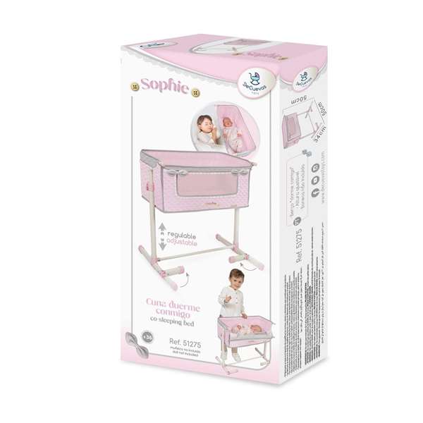 Decuevas Cuna Regulable para Muñecas de hasta 48 cm - Duerme Conmigo, Edad 3 Años, Material Metal/Plástico/Poliéster