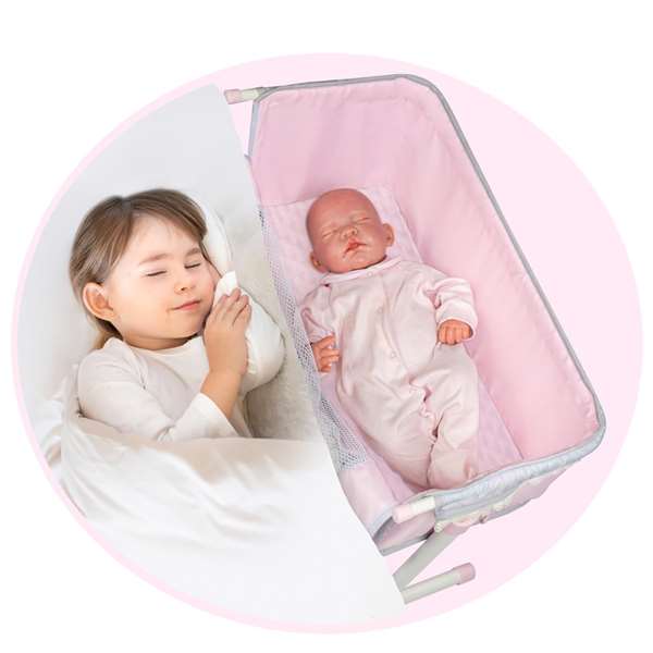 Decuevas Cuna Regulable para Muñecas de hasta 48 cm - Duerme Conmigo, Edad 3 Años, Material Metal/Plástico/Poliéster