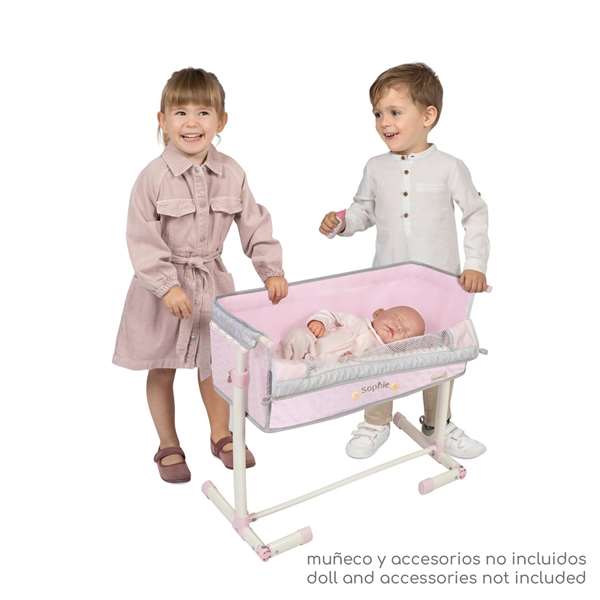 Decuevas Cuna Regulable para Muñecas de hasta 48 cm - Duerme Conmigo, Edad 3 Años, Material Metal/Plástico/Poliéster