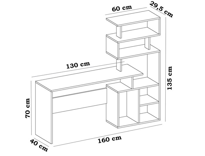 Hanah Home Mesa de Estudio White 130cm x 70cm x 40cm Blanco